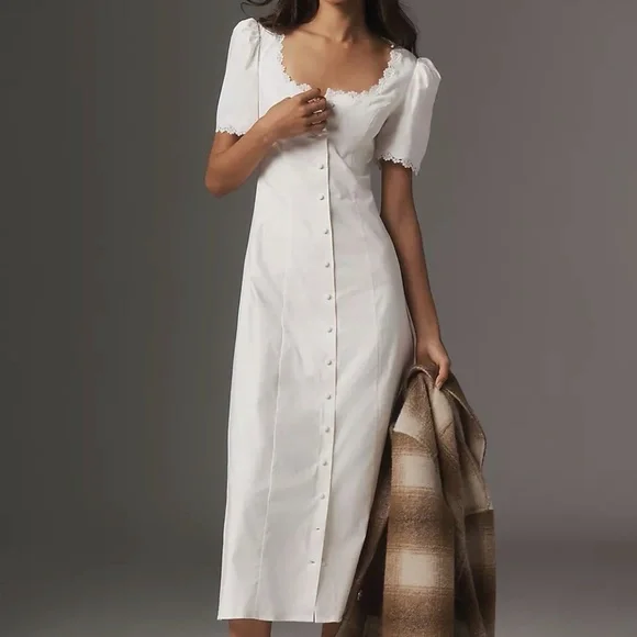 reformation white lace dress Reformation Hestia Ivory Lace Long Sleeve Full Length Wedding Dress Size 4 NWT